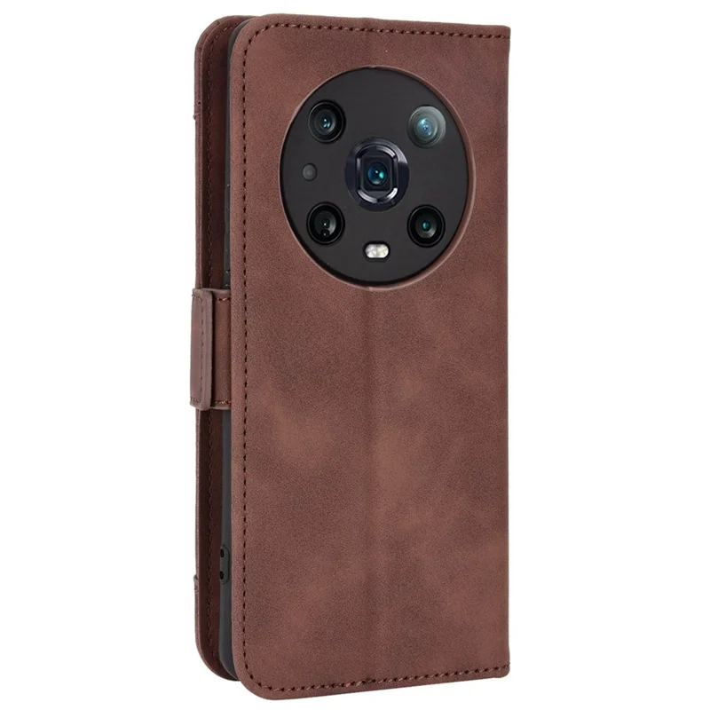 Múltiples Ranuras Para Tarjetas PU Case de Teléfono de Cuero Para Honor Magic4 Pro 5G, Soporte de Billetera Double Magnetic Cuase - Marrón