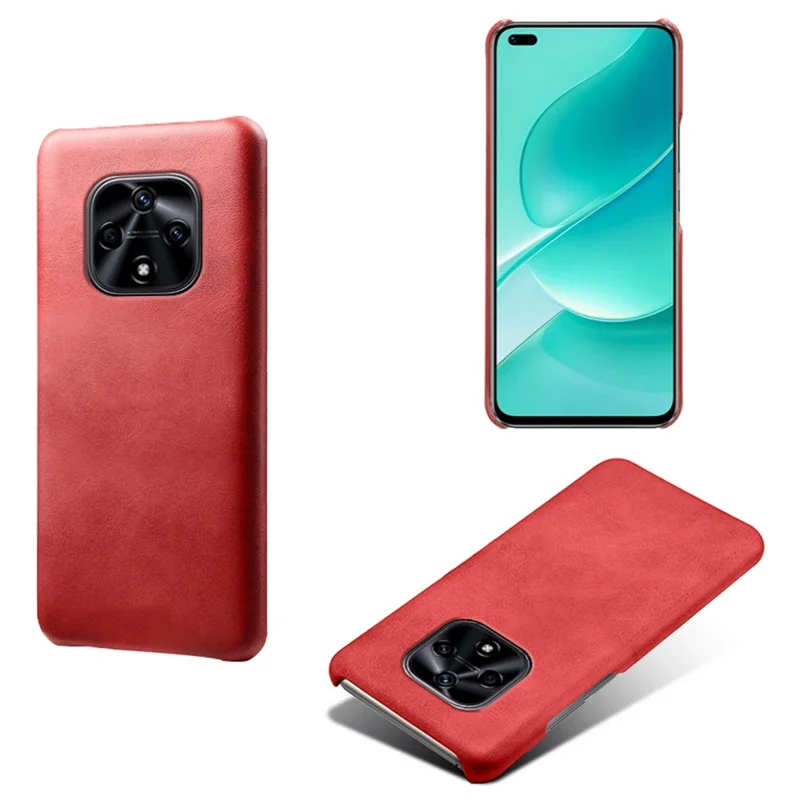 Textured PU Leather Coating Phone Case for Hi nova 9Z 5G, Anti-Scratch Inner Hard PC Cover - Red