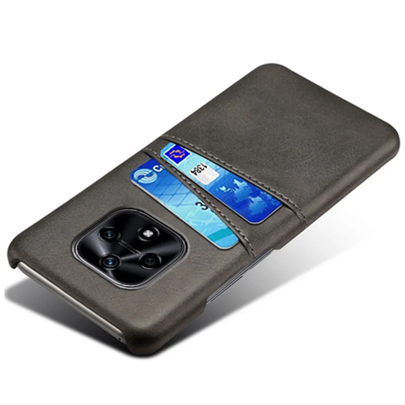 Dual Card Slots Protective Phone Case for Hi nova 9Z 5G, PU Leather Coated Hard PC Back Cover Shell - Black