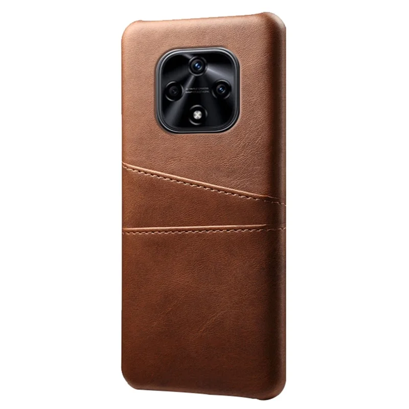 Dual Card Slots Protective Phone Case for Hi nova 9Z 5G, PU Leather Coated Hard PC Back Cover Shell - Brown