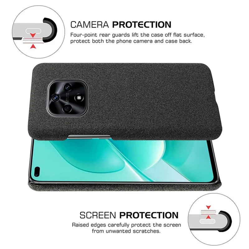 Harde PC + stof telefoonhoes voor Hi nova 9Z 5G, Effen krasbestendige mobieltjeshoes - Zwart