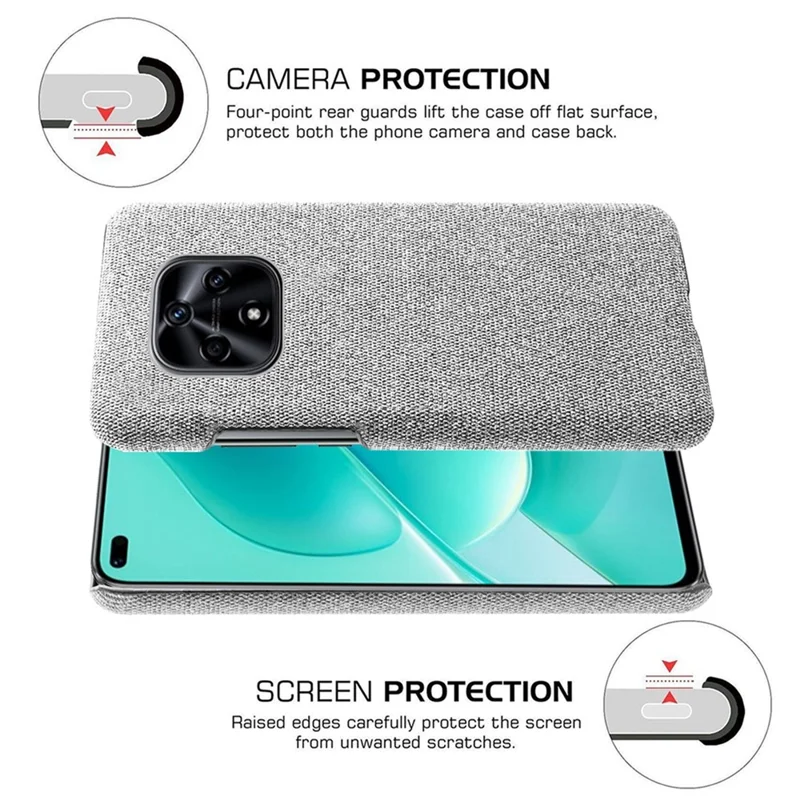 Hard PC + Cloth Phone Cover for Hi nova 9Z 5G, Solid Color Scratch-Resistant Mobile Phone Case - Light Grey