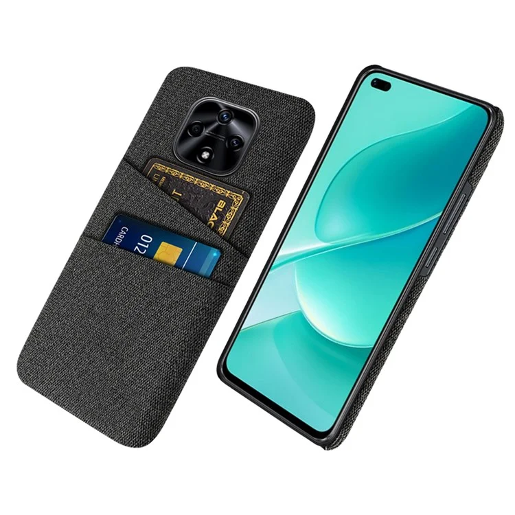 For Hi nova 9Z 5G Cloth Texture Shockproof Dual Card Slots Phone Case Cloth + PC Protective Cover - Black