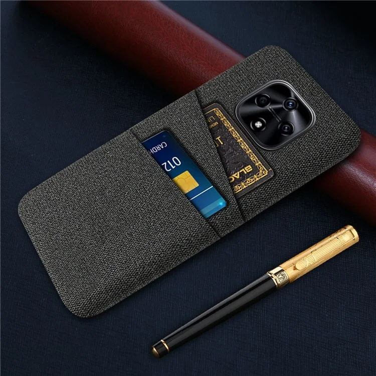 For Hi nova 9Z 5G Cloth Texture Shockproof Dual Card Slots Phone Case Cloth + PC Protective Cover - Black
