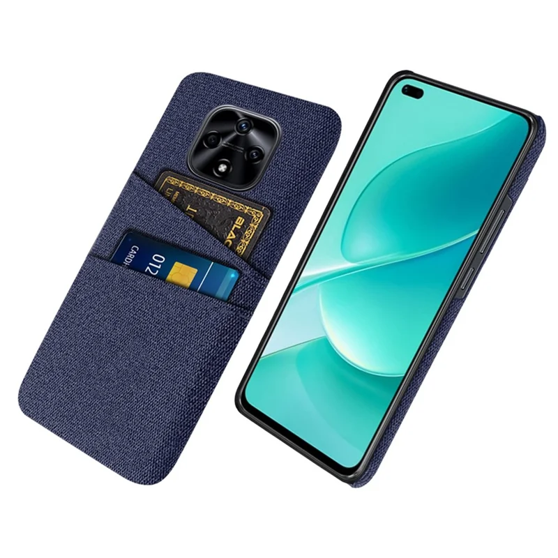 For Hi nova 9Z 5G Cloth Texture Shockproof Dual Card Slots Phone Case Cloth + PC Protective Cover - Blue