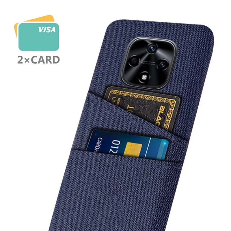 For Hi nova 9Z 5G Cloth Texture Shockproof Dual Card Slots Phone Case Cloth + PC Protective Cover - Blue