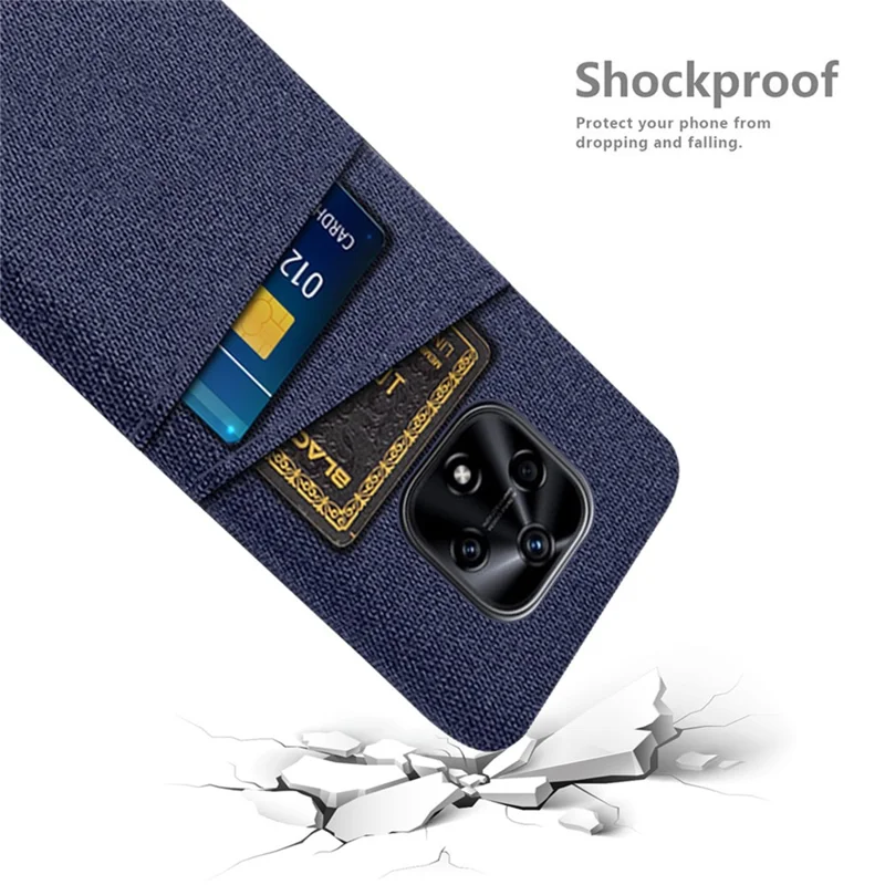 For Hi nova 9Z 5G Cloth Texture Shockproof Dual Card Slots Phone Case Cloth + PC Protective Cover - Blue