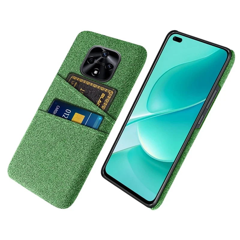 For Hi nova 9Z 5G Cloth Texture Shockproof Dual Card Slots Phone Case Cloth + PC Protective Cover - Green