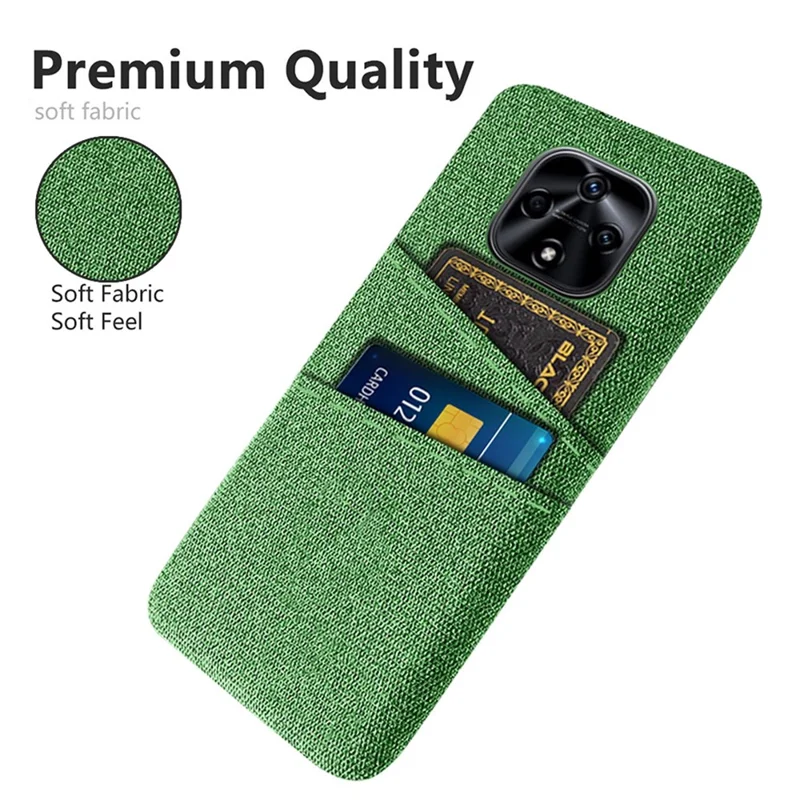 For Hi nova 9Z 5G Cloth Texture Shockproof Dual Card Slots Phone Case Cloth + PC Protective Cover - Green