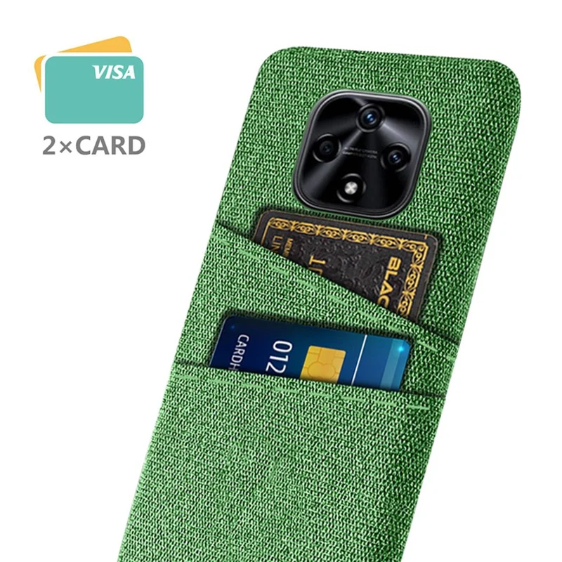 For Hi nova 9Z 5G Cloth Texture Shockproof Dual Card Slots Phone Case Cloth + PC Protective Cover - Green