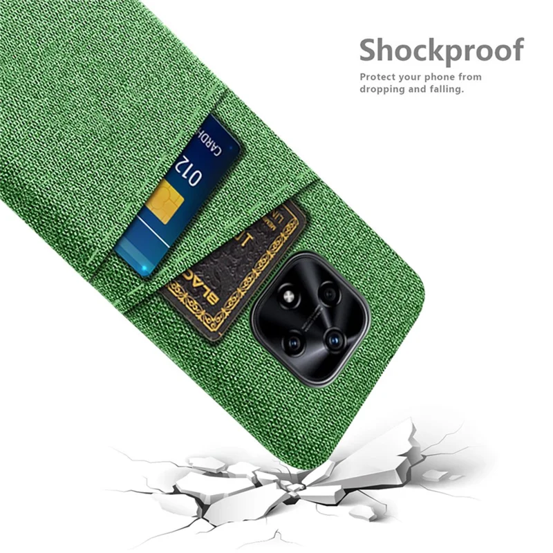 For Hi nova 9Z 5G Cloth Texture Shockproof Dual Card Slots Phone Case Cloth + PC Protective Cover - Green