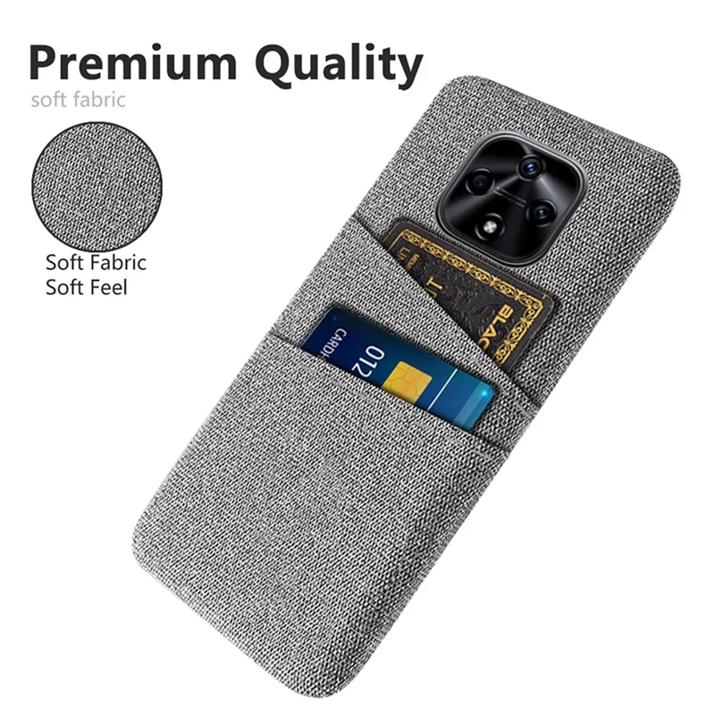 For Hi nova 9Z 5G Cloth Texture Shockproof Dual Card Slots Phone Case Cloth + PC Protective Cover - Light Grey