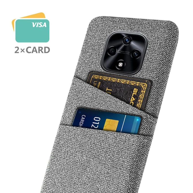 For Hi nova 9Z 5G Cloth Texture Shockproof Dual Card Slots Phone Case Cloth + PC Protective Cover - Light Grey