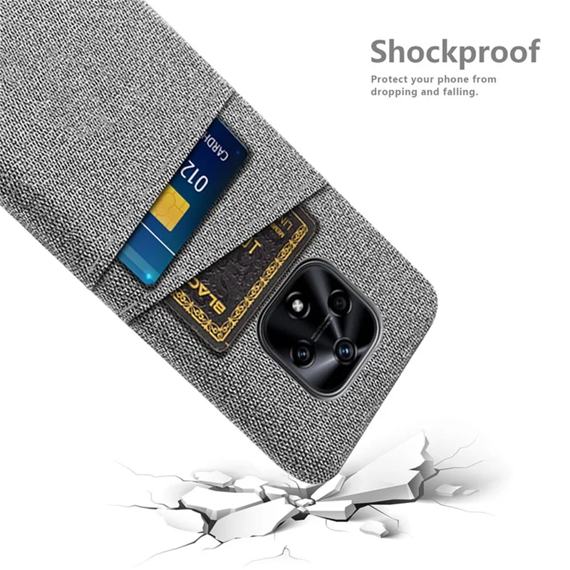 For Hi nova 9Z 5G Cloth Texture Shockproof Dual Card Slots Phone Case Cloth + PC Protective Cover - Light Grey