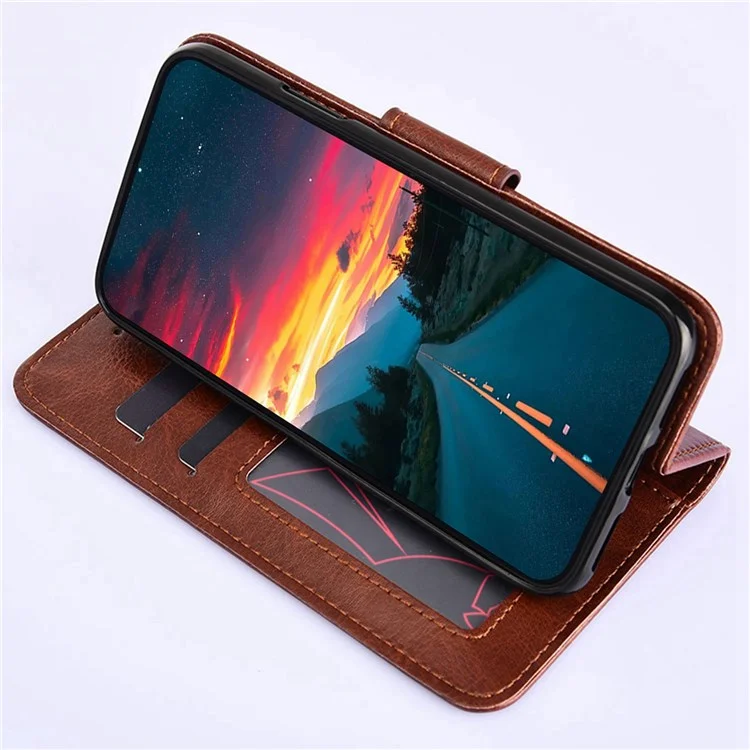 For Honor 70 5G Anti-fall PU Leather Wallet Case Stand Function Magnetic Closure Shockproof Flip Folio Cover - Rose