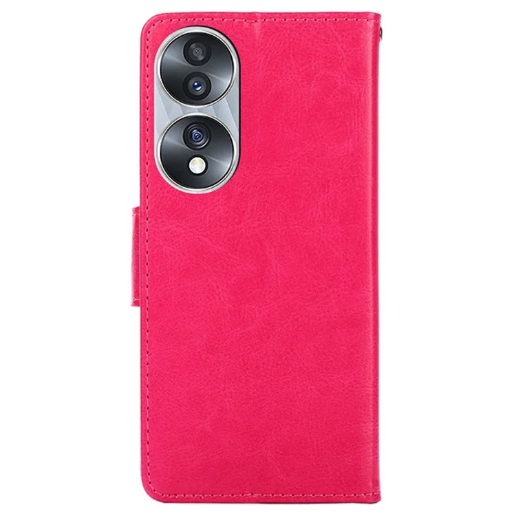 For Honor 70 5G Anti-fall PU Leather Wallet Case Stand Function Magnetic Closure Shockproof Flip Folio Cover - Rose