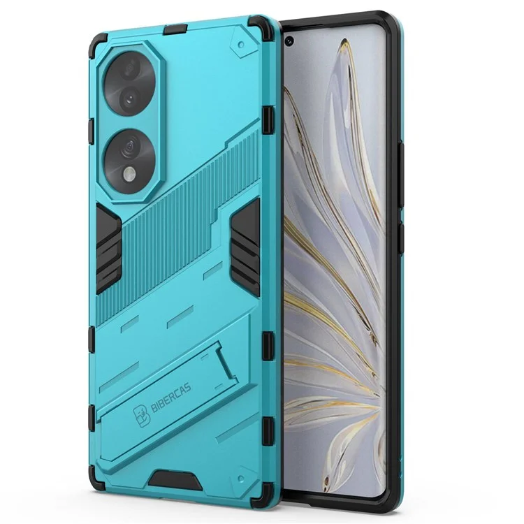 Funda Protectora para Honor 70 5G con Absorción de Impactos, Soporte Integrado y Carcasa Híbrida TPU+PC - Azul Bebé