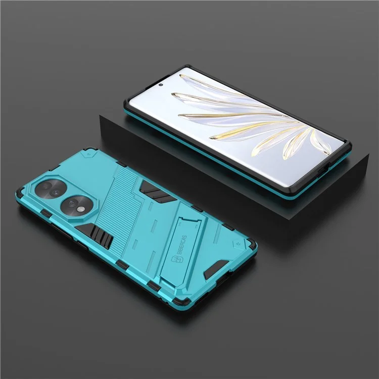 Funda Protectora para Honor 70 5G con Absorción de Impactos, Soporte Integrado y Carcasa Híbrida TPU+PC - Azul Bebé