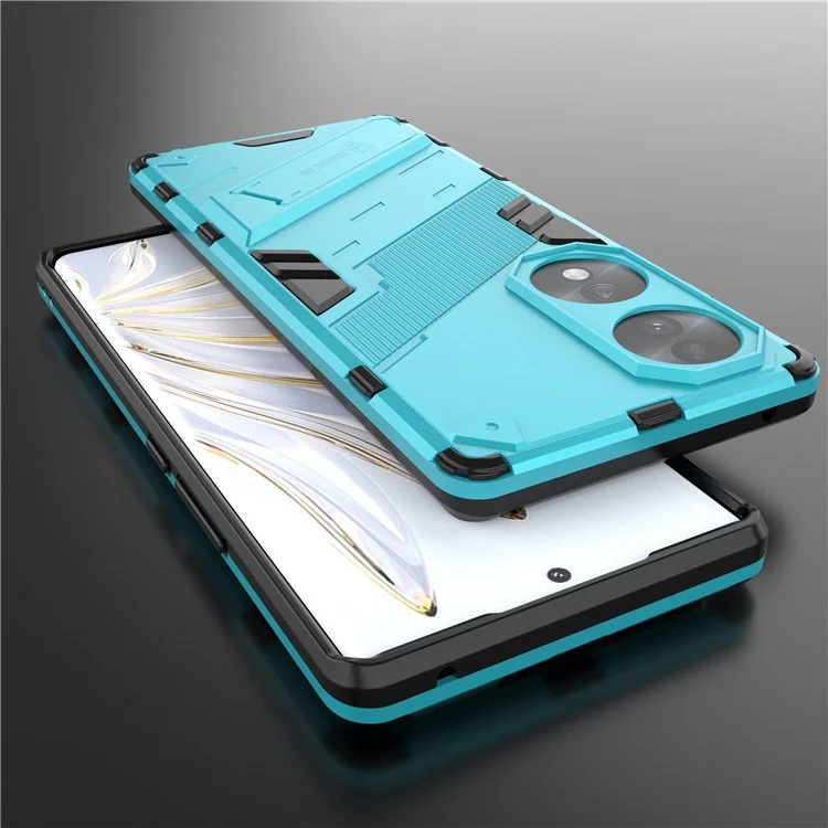 Funda Protectora para Honor 70 5G con Absorción de Impactos, Soporte Integrado y Carcasa Híbrida TPU+PC - Azul Bebé