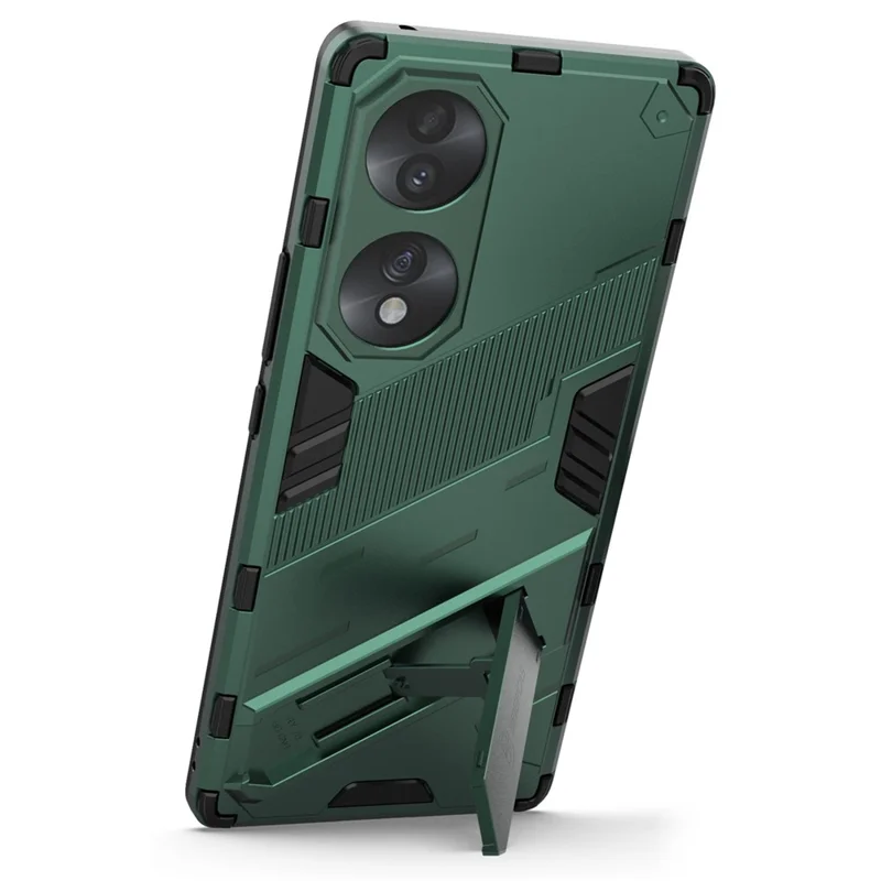For Honor 70 5G TPU+PC Shock Absorption Cover Kickstand Phone Case Protector - Green