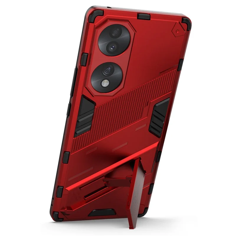 For Honor 70 5G TPU+PC Shock Absorption Cover Kickstand Phone Case Protector - Red