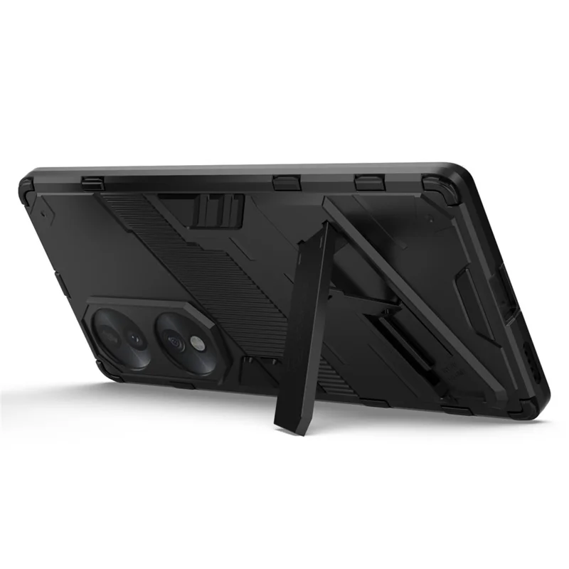 For Honor 70 5G TPU+PC Shock Absorption Cover Kickstand Phone Case Protector - Black