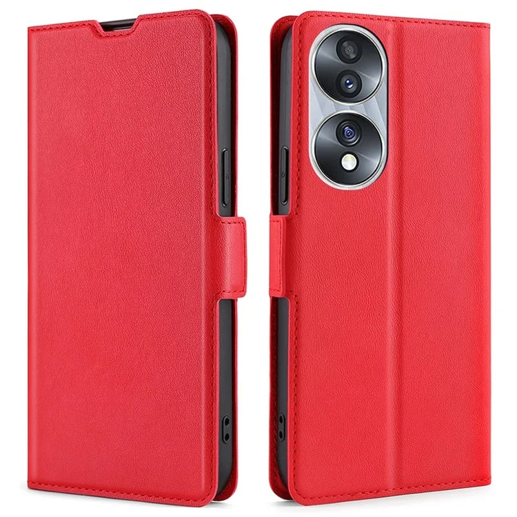 Funda de tapa magnética lateral de piel de poliuretano para Honor 70 5G, funda de teléfono con soporte ultrafino y ranura para tarjeta, color rojo