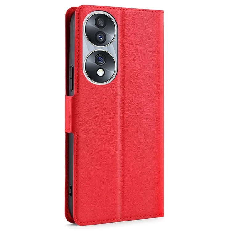 Funda de tapa magnética lateral de piel de poliuretano para Honor 70 5G, funda de teléfono con soporte ultrafino y ranura para tarjeta, color rojo