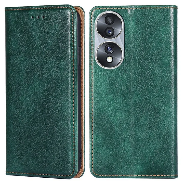 Funda cartera de piel de poliuretano antiarañazos para Honor 70 5G, funda protectora magnética de absorción automática para teléfono - Verde