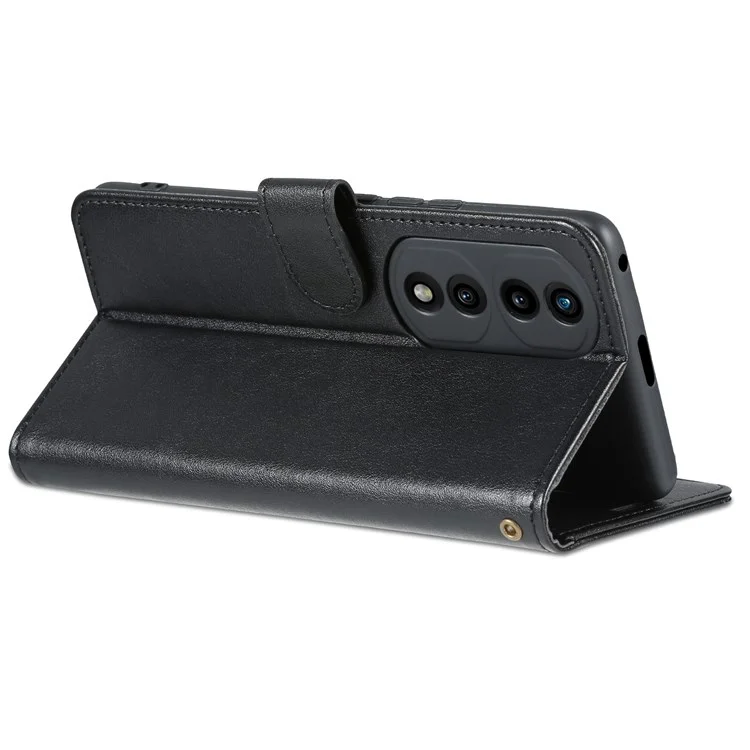 AZNS Para Honra 70 Pro 5G Cobertura Completa Anti-queda Capa De Telefone Texturizado PU Couro Stand Flip Case Fechamento Magnético Caixa De Carteira Protetora À Prova De Choque - Preto