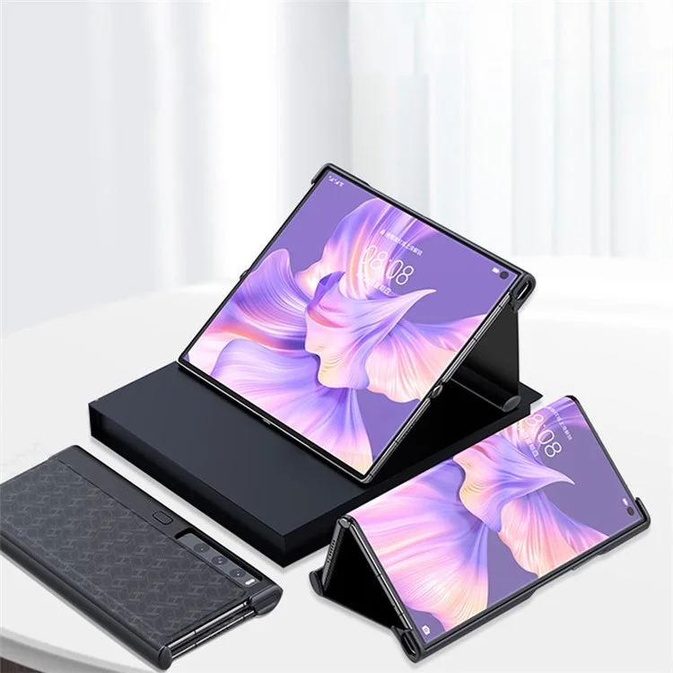 Per Huawei Mate Xs 2 Custodia protettiva antiscivolo in pelle sintetica con PC pieghevole per telefono cellulare - Nero