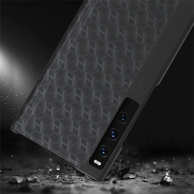 Per Huawei Mate Xs 2 Custodia protettiva antiscivolo in pelle sintetica con PC pieghevole per telefono cellulare - Nero