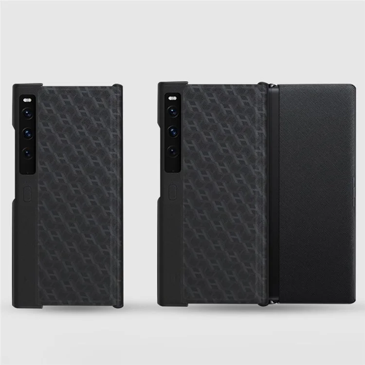 Per Huawei Mate Xs 2 Custodia protettiva antiscivolo in pelle sintetica con PC pieghevole per telefono cellulare - Nero