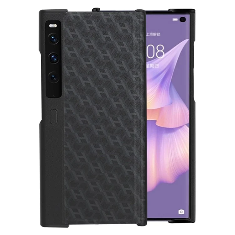 Per Huawei Mate Xs 2 Custodia protettiva antiscivolo in pelle sintetica con PC pieghevole per telefono cellulare - Nero