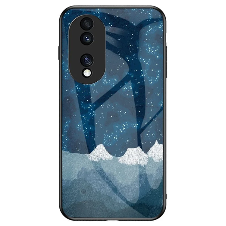 Pour Honor 70 5G Anti-scratch Phone Case Tempered Glass+Hard PC + Soft TPU Starry Sky Pattern Phone Cover - Scattering Starry Sky
