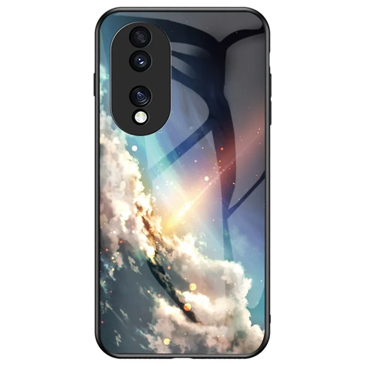 For Honor 70 5G Anti-scratch Phone Case Tempered Glass+Hard PC + Soft TPU Starry Sky Pattern Phone Cover - Bright Starry Sky