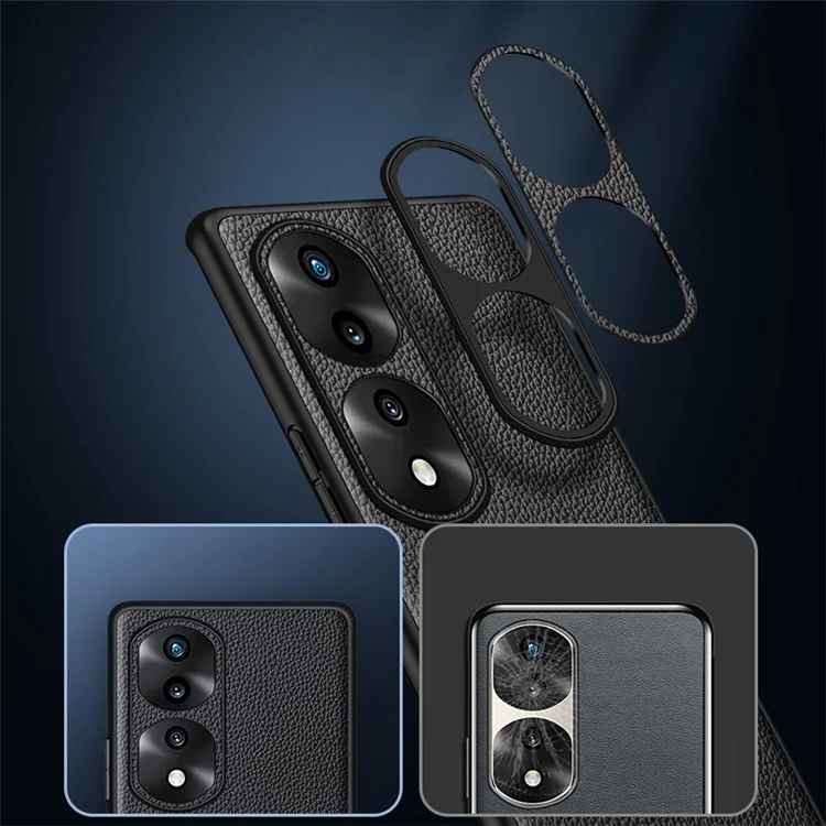 Защитный чехол с текстурой Litchi для камеры Honor 70 5G, из натуральной кожи коровы, покрытой TPU - зеленый