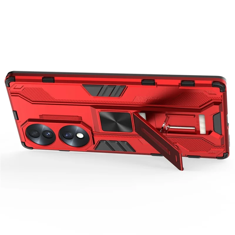 For Honor 70 5G Phone Case Kickstand Hard PC Soft TPU Dual Layer Anti-Slip Rugged Protective Cover - Red