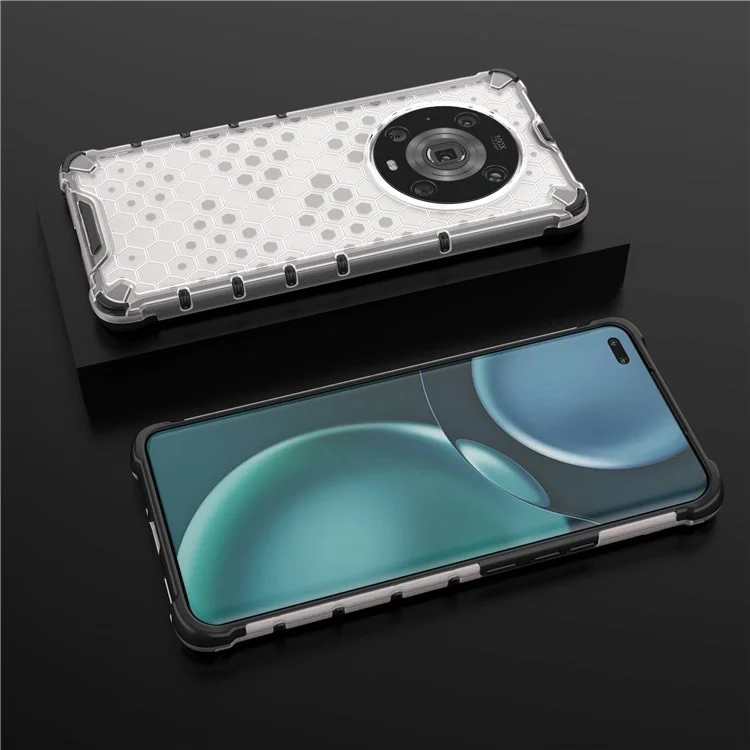 For Honor Magic4 Pro 5G Honeycomb Hybrid Series Wärmeableitung Hülle Soft TPU + Hard PC Stoßabsorption Handyhülle - Grau
