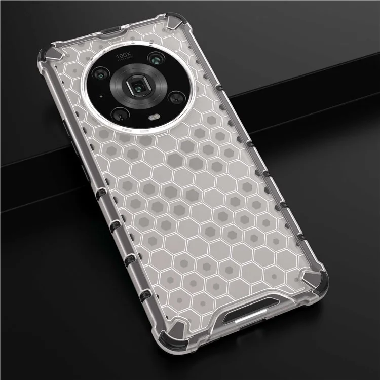 For Honor Magic4 Pro 5G Honeycomb Hybrid Series Wärmeableitung Hülle Soft TPU + Hard PC Stoßabsorption Handyhülle - Grau