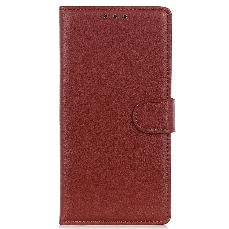 Para Huawei Nova Y70 4G/Y70 Plus 4G Litchi Texture Texture Capa de Capa de Calaro PU PU Stan Chumpe - Castanho