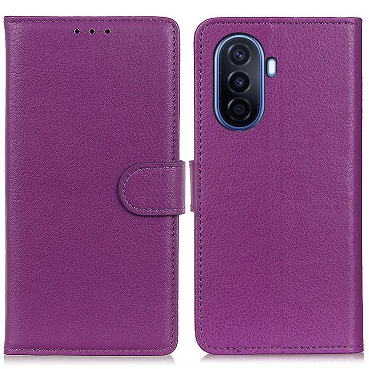 Für Huawei nova Y70 4G/Y70 Plus 4G Litchi-Textur-Geldbörse Flip-Cover PU-Leder Ständer Stoßfeste TPU-Schutzhülle - Lila