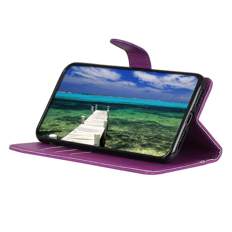Für Huawei nova Y70 4G/Y70 Plus 4G Litchi-Textur-Geldbörse Flip-Cover PU-Leder Ständer Stoßfeste TPU-Schutzhülle - Lila