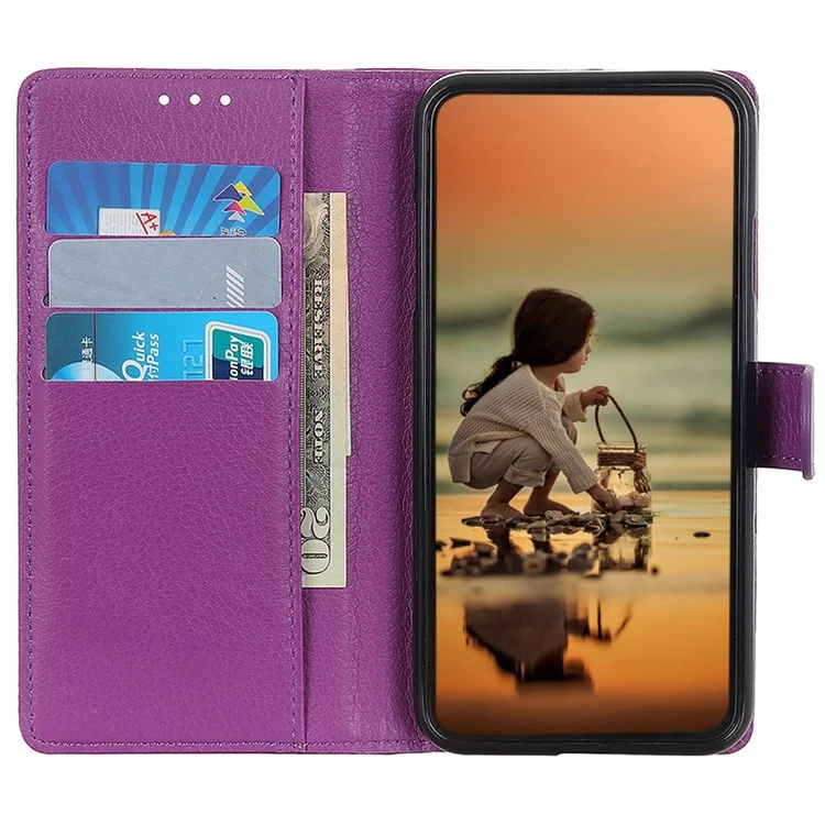Für Huawei nova Y70 4G/Y70 Plus 4G Litchi-Textur-Geldbörse Flip-Cover PU-Leder Ständer Stoßfeste TPU-Schutzhülle - Lila