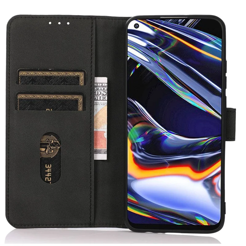 KHAZNEH for Huawei nova Y70 4G/Y70 Plus 4G Textured PU Leather Folio Book Case Magnetic Closure Stand Function Flip Wallet Phone Cover - Black