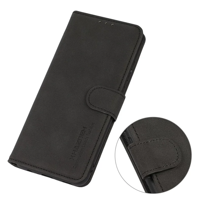 KHAZNEH for Huawei nova Y70 4G/Y70 Plus 4G Textured PU Leather Folio Book Case Magnetic Closure Stand Function Flip Wallet Phone Cover - Black