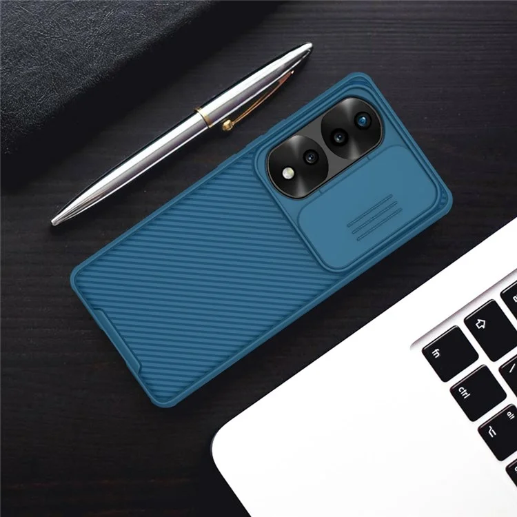 Nillkin Camshield Pro Série Para Honor 70 Pro 5G/70 Pro+ 5g Case Hard PC Soft TPU Protetor de Telefone Não Deslizante Resistente a Arranhões Com Tampa de Lente da Câmera Deslizante - Azul