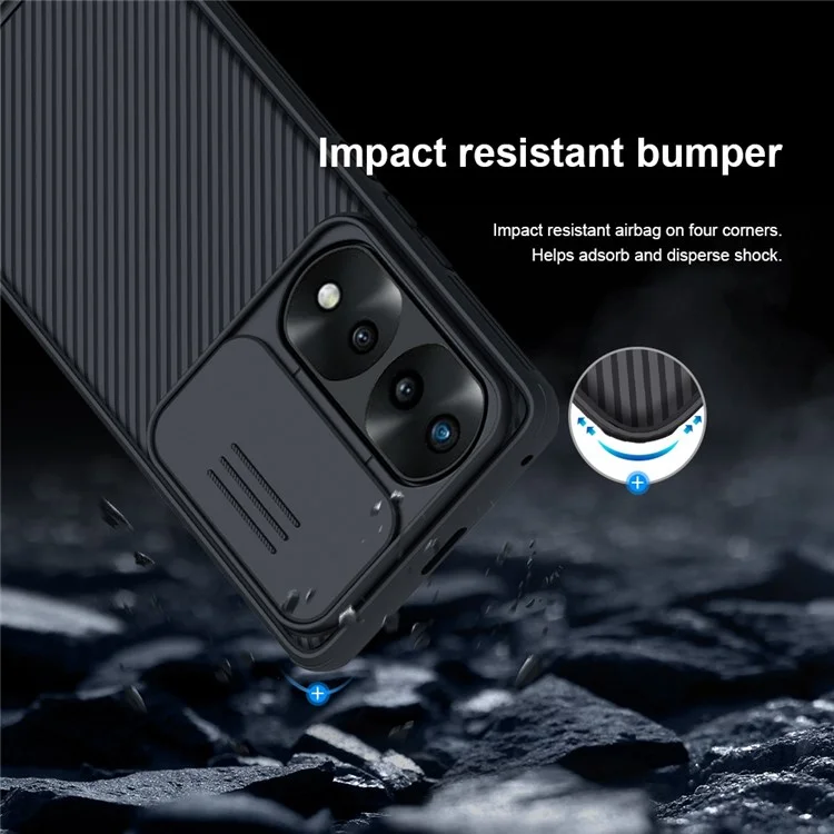 Nillkin Camshield Pro Série Para Honor 70 Pro 5G/70 Pro+ 5g Case Hard PC Soft TPU Protetor de Telefone Não Deslizante Resistente a Arranhões Com Tampa de Lente da Câmera Deslizante - Azul