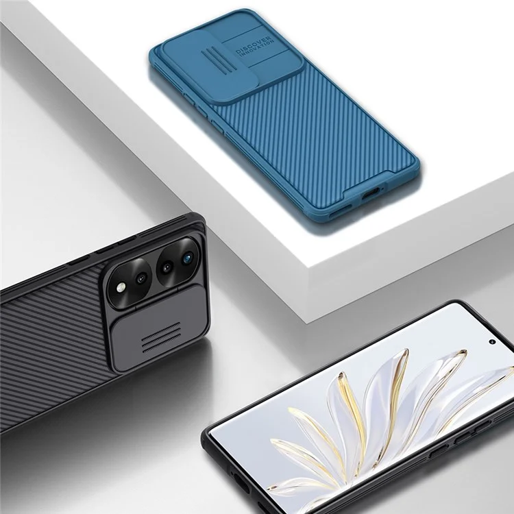 Nillkin Camshield Pro Série Para Honor 70 Pro 5G/70 Pro+ 5g Case Hard PC Soft TPU Protetor de Telefone Não Deslizante Resistente a Arranhões Com Tampa de Lente da Câmera Deslizante - Azul
