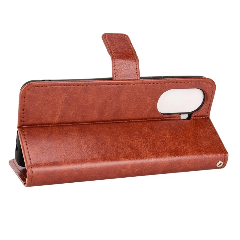 Crazy Horse Texture Case for Huawei nova Y70 4G/nova Y70 Plus 4G, Stand Wallet Feature PU Leather Anti-scratch Phone Cover Shell - Brown